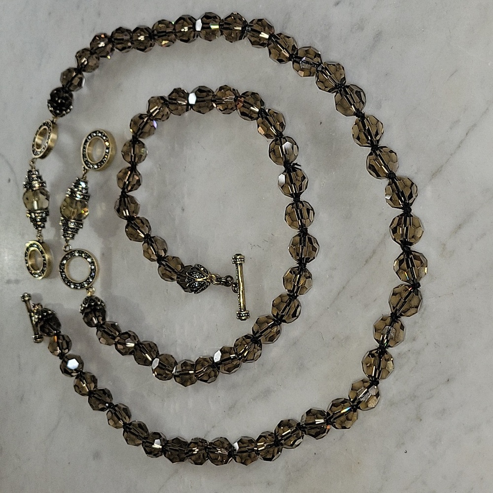 HEIDI DAUS Crystal/Beads "Y" Necklace EUC